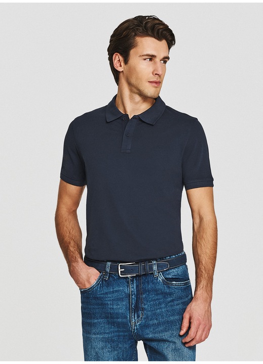 Tricou Polo barbatesc bleumarin PAKO LORENTE, 100% bumbac piqué, croi clasic confortabil, respirabil, rezistenta la spalari, Bleumarin