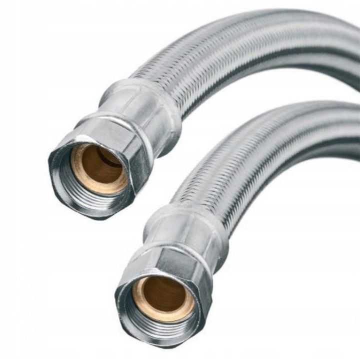 Furtun de conectare din otel, INVENA, 3/4"x3/4", 15mm, 60cm, set de racordare