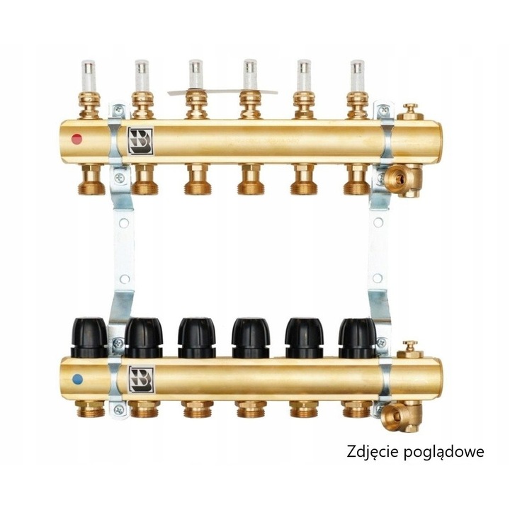 Distribuitor de incalzire in pardoseala Prandelli, 7 circuite, din alama, 40x36x8cm