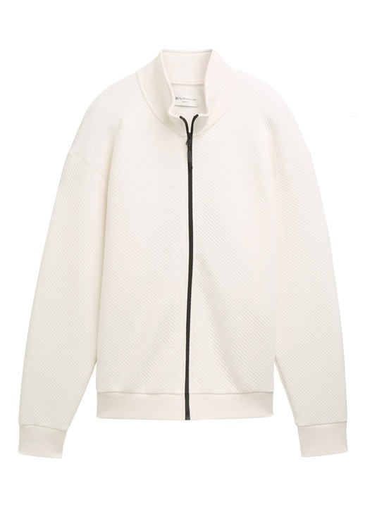 Hanorac barbati Tom Tailor, bej, bumbac, cu fermoar, maneca lunga, M INTL