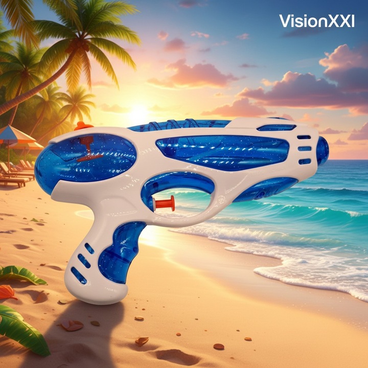 Pistol de Apa VisionXXI, 20 cm, Rezervor 400ml, Design Ergonomic, Alb/Albastru