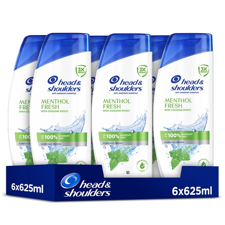 Комплект 6 x Шампоан за коса Head & Shoulders Menthol, 6 x 625мл
