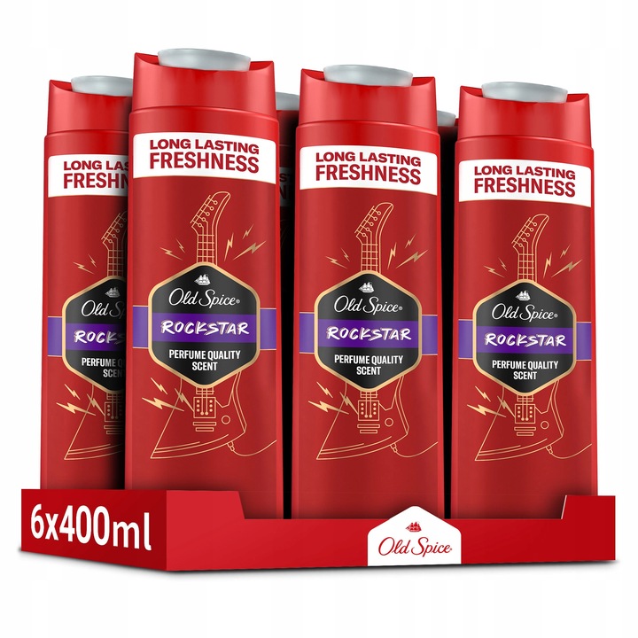 Old Spice Rockstar 3 az 1-ben tusfürdő, 6x400ml, citrus illat, mélytisztítás