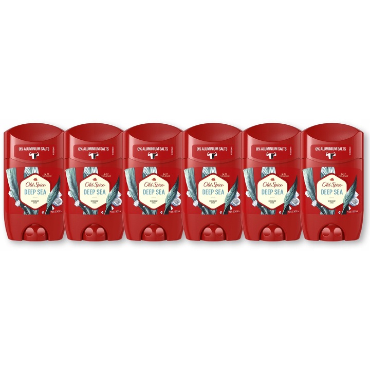 Set 6 x Deodorant barbatesc Old Spice Deep Sea, 6 x 85ml, 24h prospetime, fara urme albe, fara pete galbene