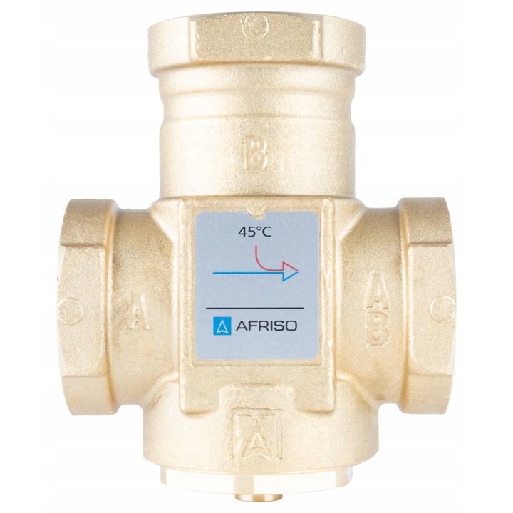 Afriso ATV 553 termosztatikus szelep, sárgaréz, 45C, 1 1/4", 9m³/h