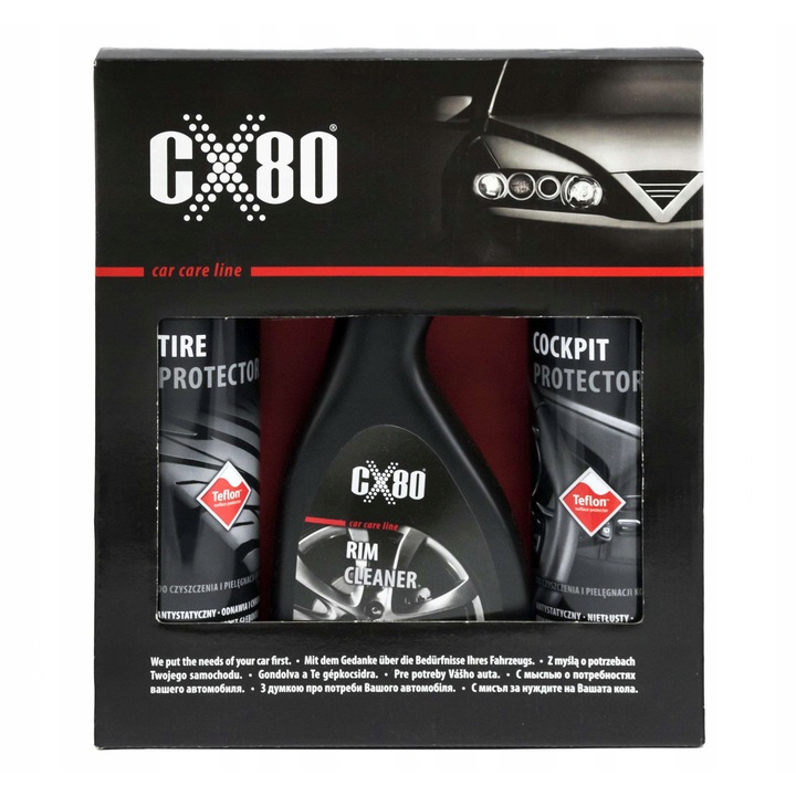 Комплект за грижа за автомобил CX80, защита за джанти и гуми, 600мл, многоцветен