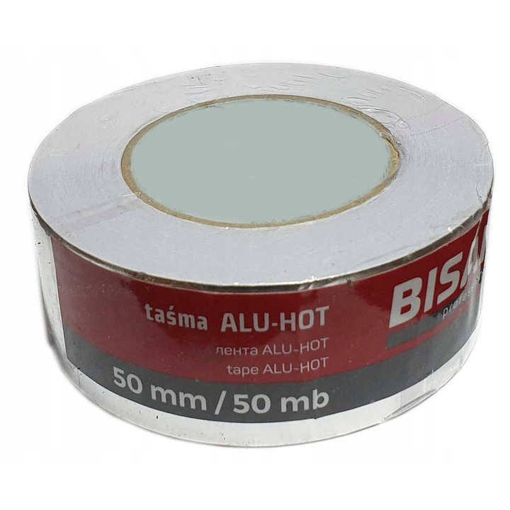 Banda adeziva din aluminiu Bisan, ALU-HOT 350C, 50mm x 50m, rezistenta la temperaturi ridicate