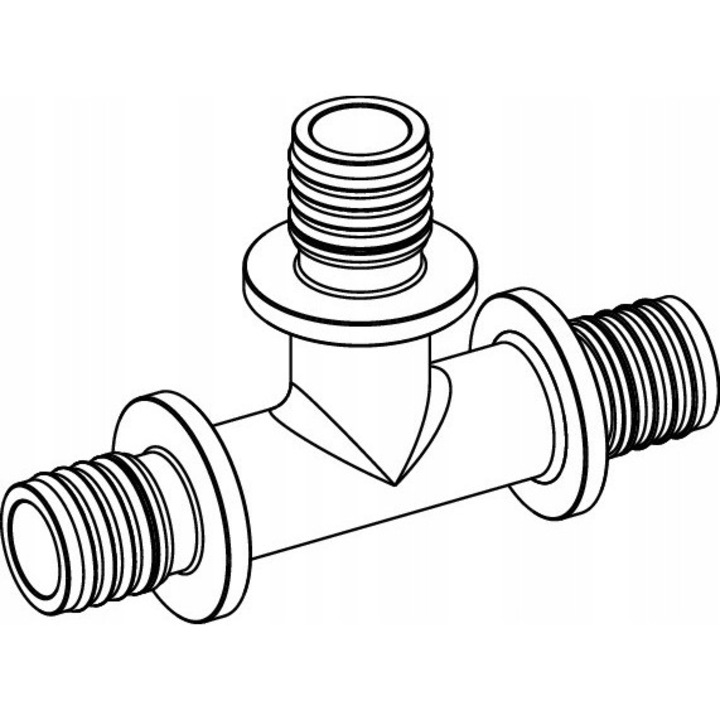 Teu reductie Tece TECEflex, din alama, pentru presare la tevi multistrat, compatibil PE-Xc/Ai/PE, O 32x25x32, auriu, 1 buc