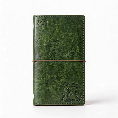 Carnet A6 cu copertă din piele ecologică, verde