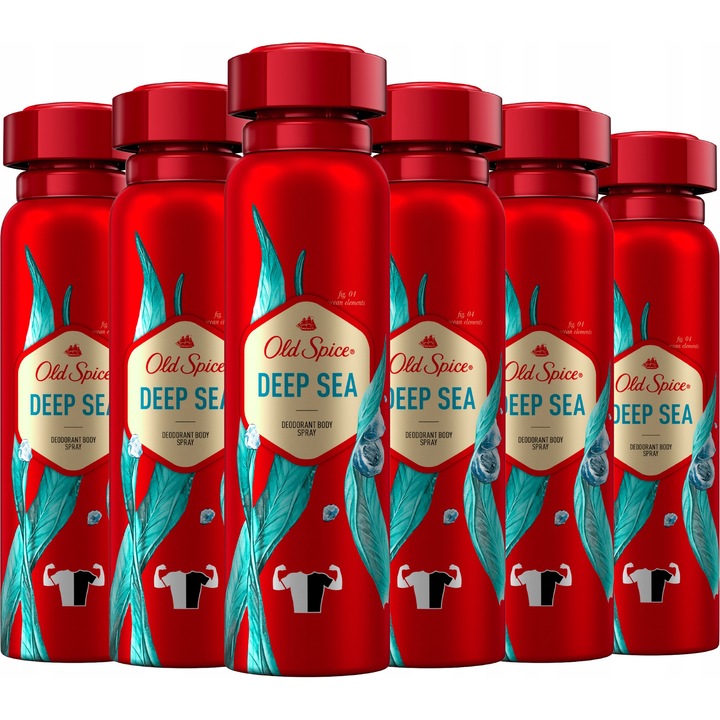 Deodorant barbati Old Spice Deep Sea, set 6 x 150ml, 24h prospetime