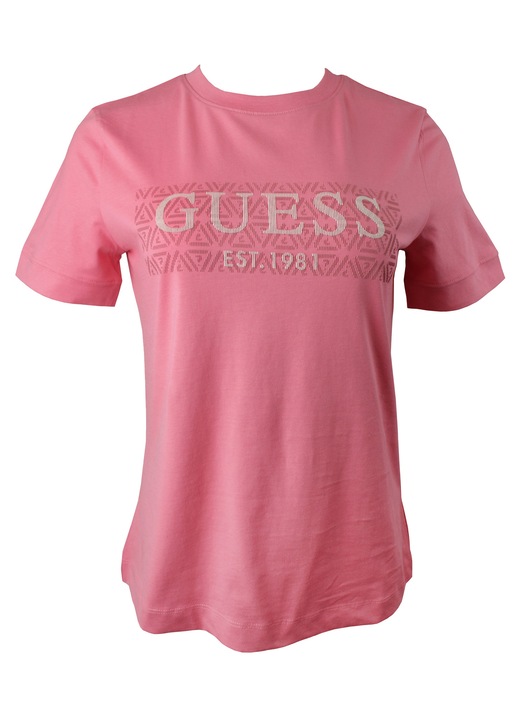 Tricou de dama cu decolteu rotund Guess, roz, S INTL
