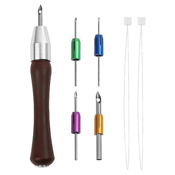 Ac Needle cu Maner din Lemn, Multicolor, Set Ajustabil