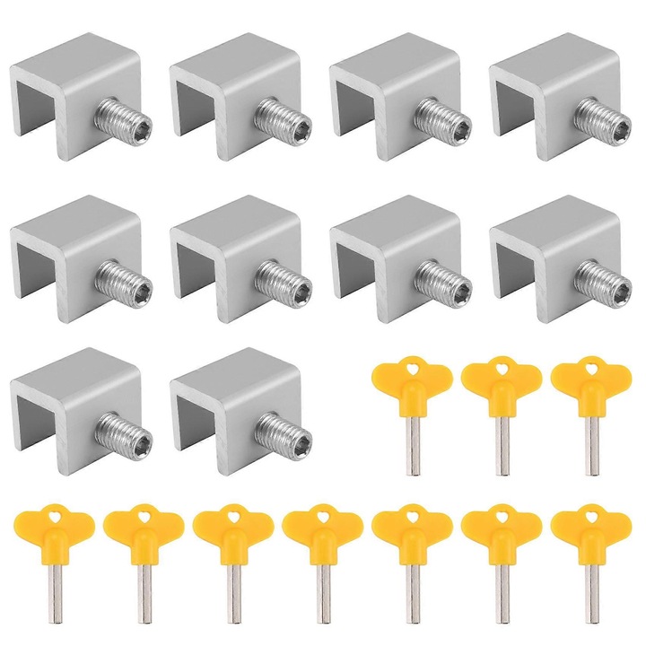 Set 10 x Blocatoare pentru sertare, argintii, sistem de siguranta pentru copii