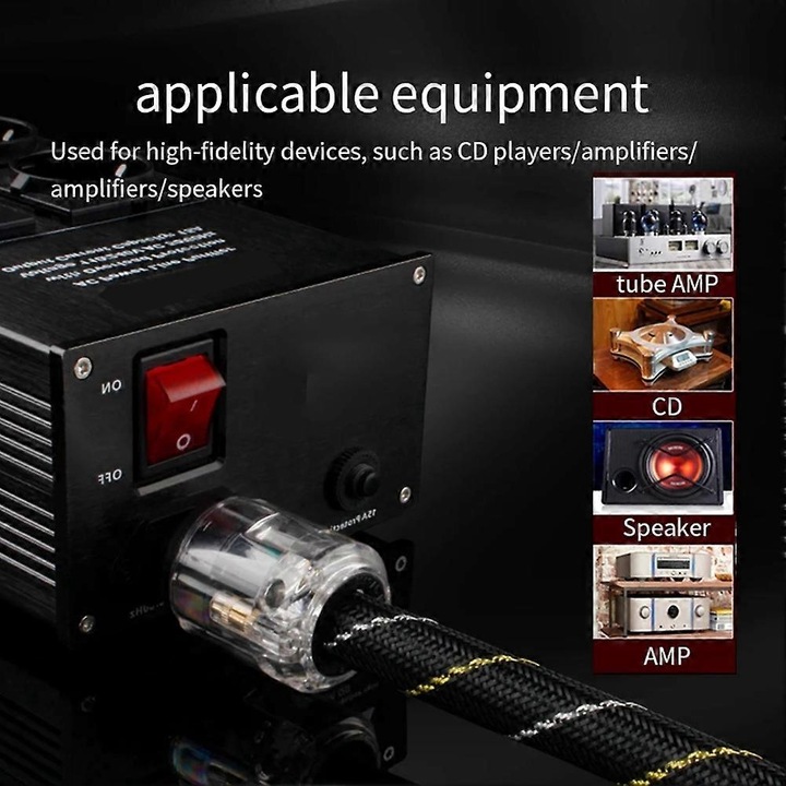 Cablu de alimentare AC din cupru, pentru audio Hi-Fi, 1.5m, conectare amplificator, DAC, player CD