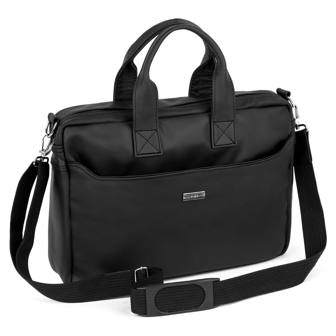 Geanta laptop Kaletnik Rota, piele naturala, compartiment principal cu fermoar, buzunar pentru laptop, neagra, dimensiuni variate