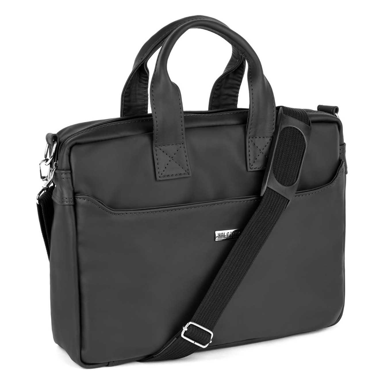 Geanta laptop Kaletnik Rota, piele naturala, compartiment principal cu fermoar, buzunar pentru laptop, neagra, dimensiuni variate