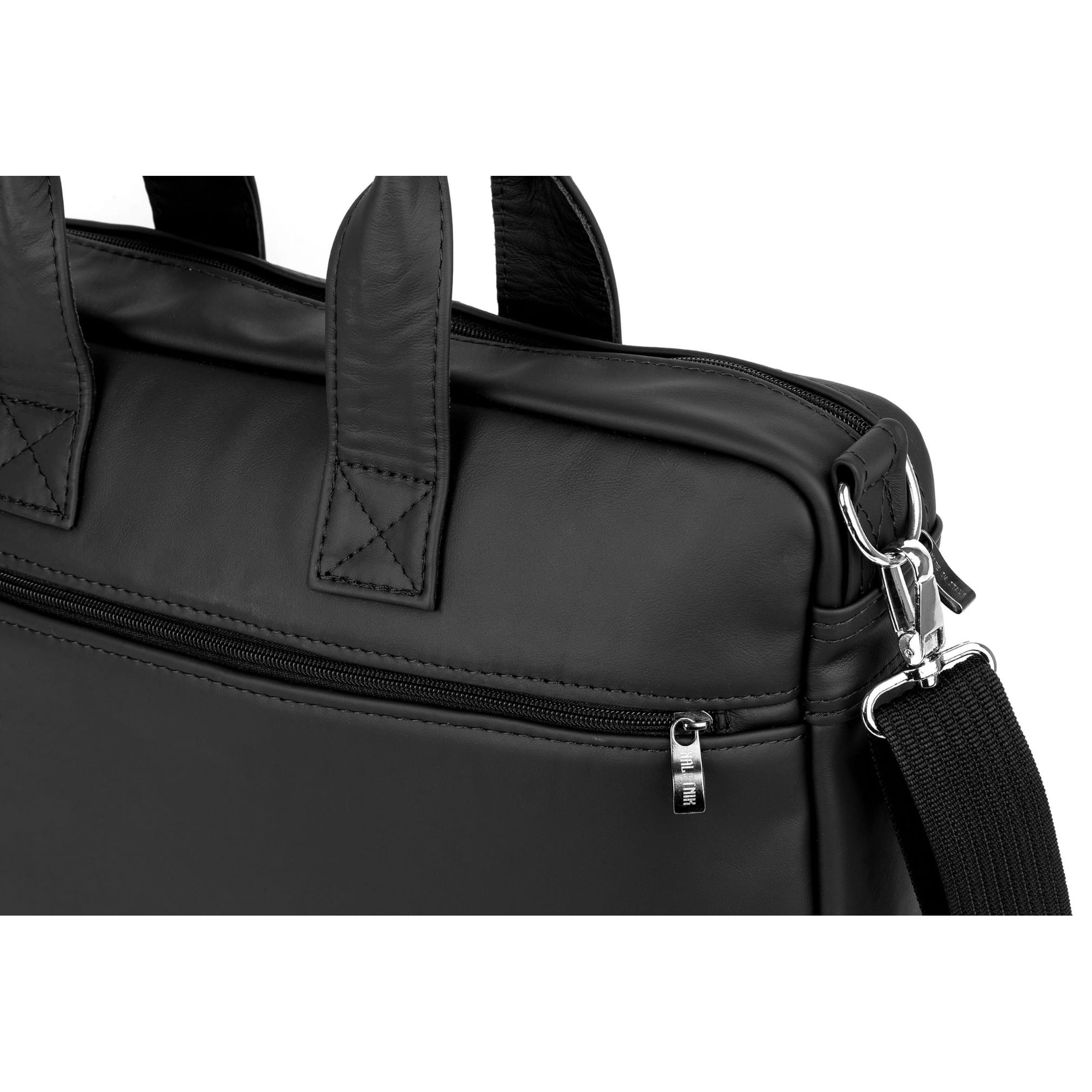 Geanta laptop Kaletnik Rota, piele naturala, compartiment principal cu fermoar, buzunar pentru laptop, neagra, dimensiuni variate