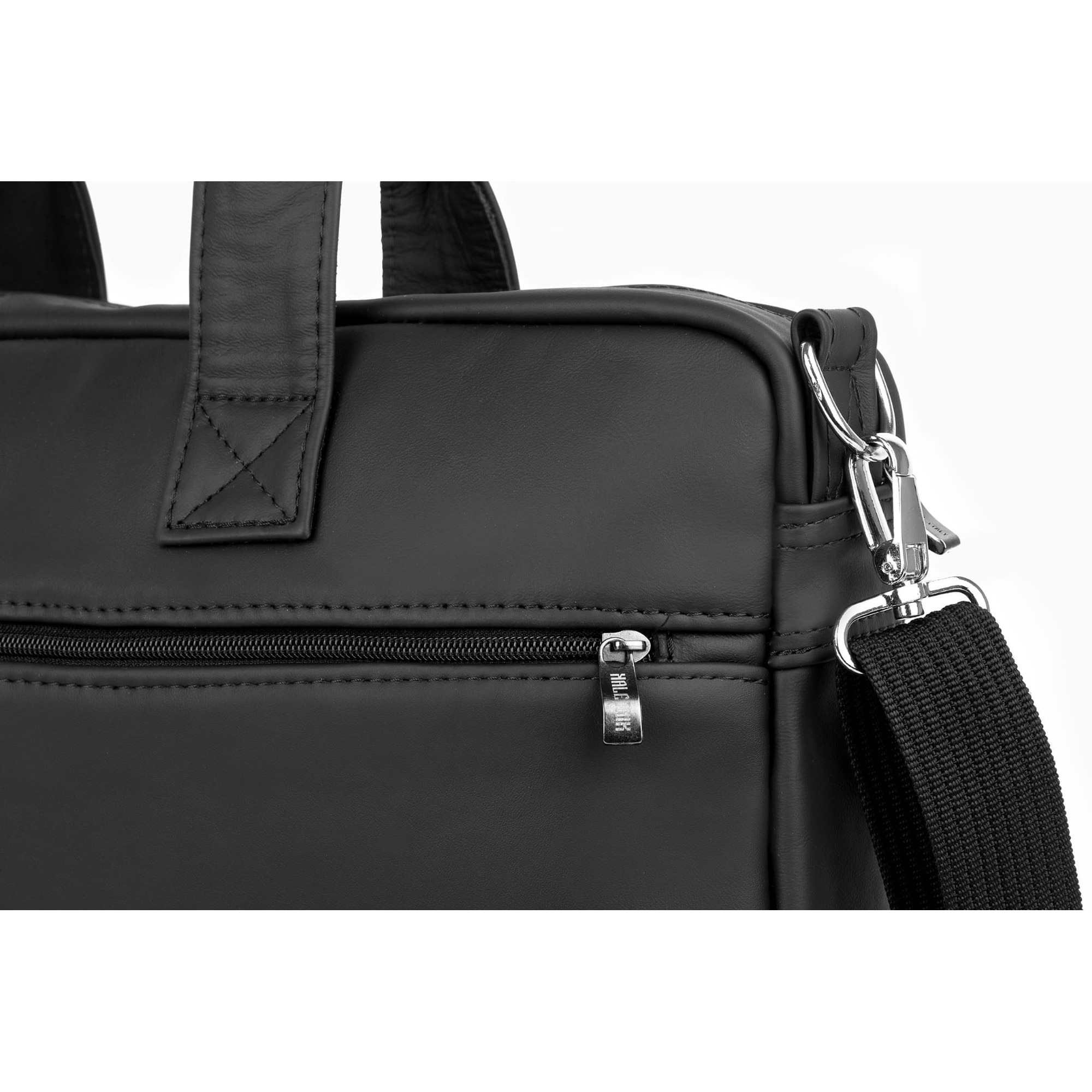 Geanta laptop Kaletnik Rota, piele naturala, compartiment principal cu fermoar, buzunar pentru laptop, neagra, dimensiuni variate