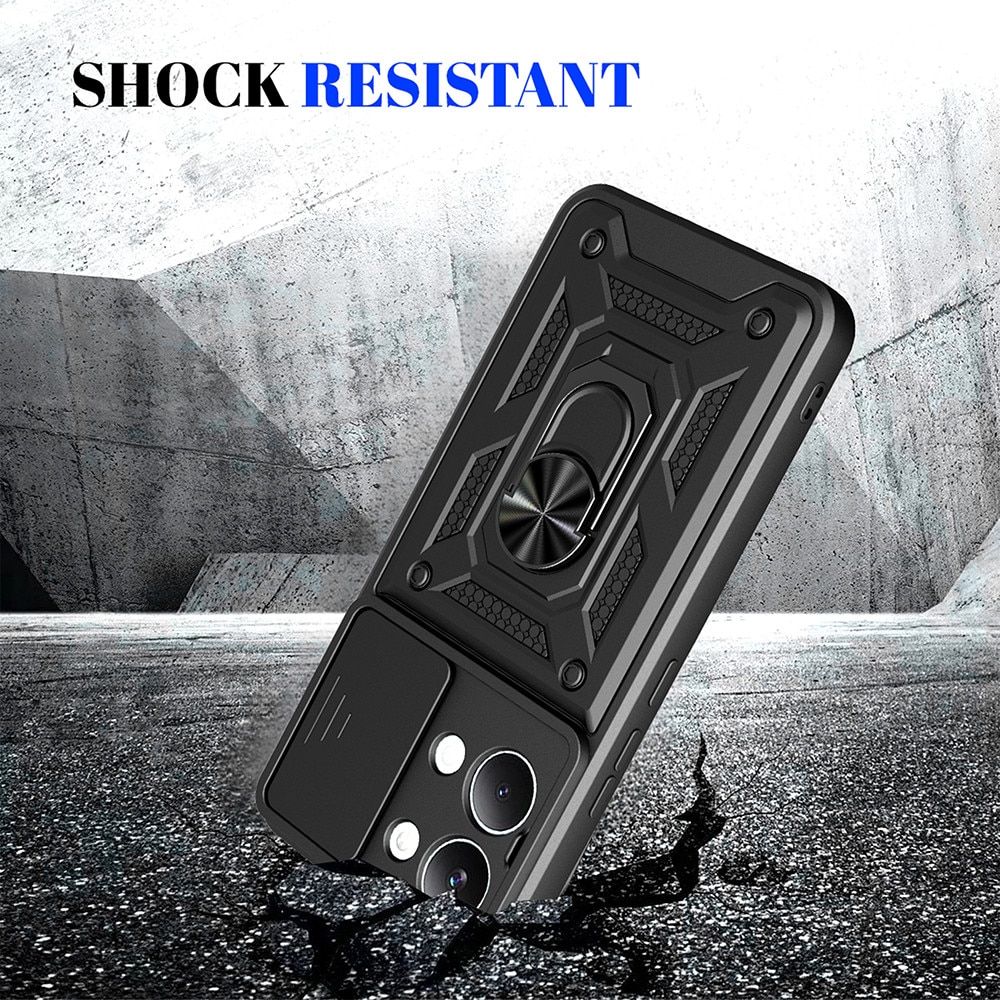 Husa pentru Xiaomi Poco X8 Pro Max Comari® CamGuard Ring, protectie camera ranforsata, inel suport stand landscape, compatibila prindere magnetica auto, Negru