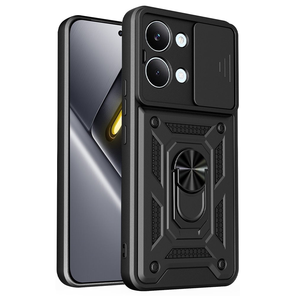 Husa pentru Xiaomi Poco X8 Pro Max Comari® CamGuard Ring, protectie camera ranforsata, inel suport stand landscape, compatibila prindere magnetica auto, Negru