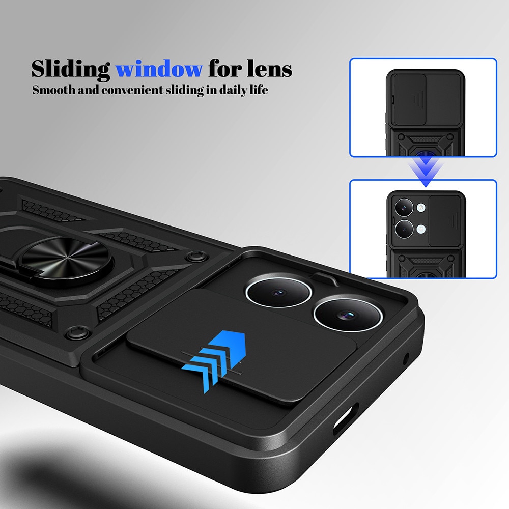 Husa pentru Xiaomi Poco X8 Pro Max Comari® CamGuard Ring, protectie camera ranforsata, inel suport stand landscape, compatibila prindere magnetica auto, Negru