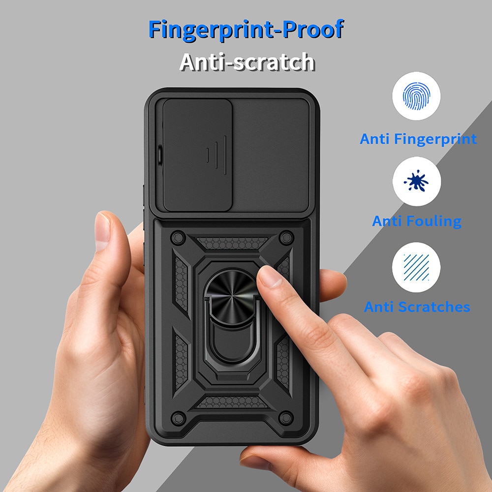 Husa pentru Xiaomi Poco X8 Pro Max Comari® CamGuard Ring, protectie camera ranforsata, inel suport stand landscape, compatibila prindere magnetica auto, Negru