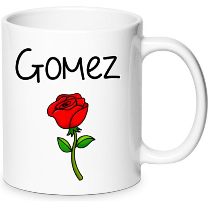 Cana Selena Gomez No9, 330ml, ceramica premium, design alb, lavabila la masina de spalat.