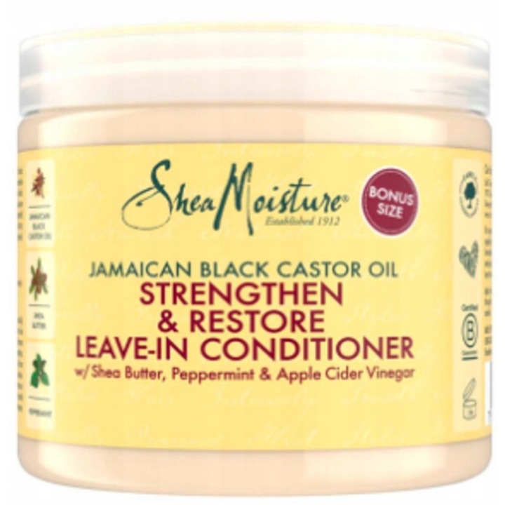 Balsam de par SheaMoisture cu ulei de ricin negru jamaican, 431 ml, pentru par uscat si deteriorat