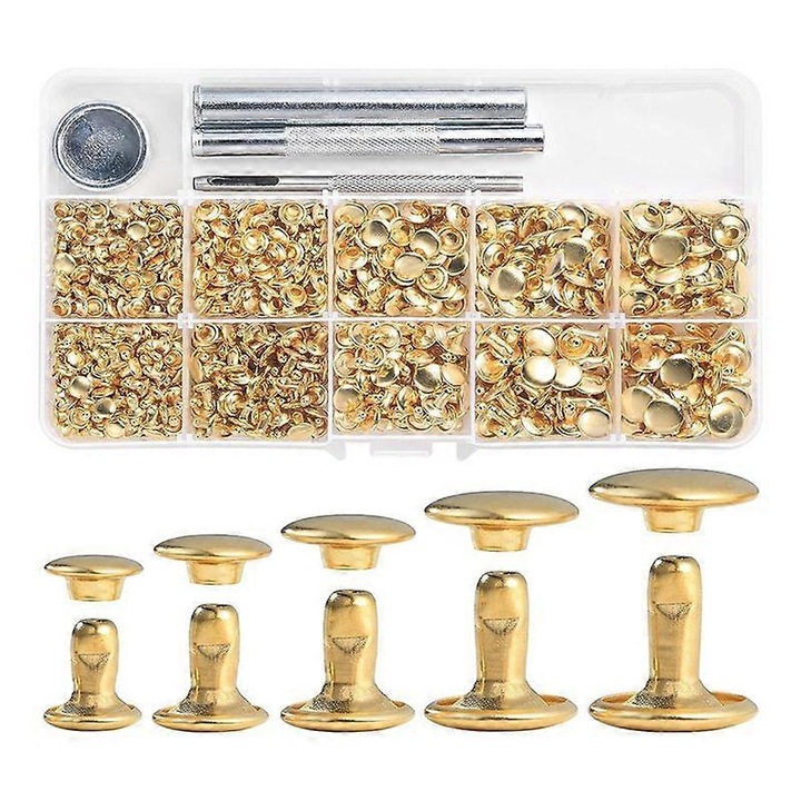 Set 340 bucati capse din piele, capse pentru palarii, aurii