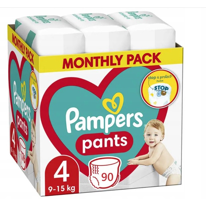 Scutece chilotei Pampers Pants 4 roz 9-15kg 90buc