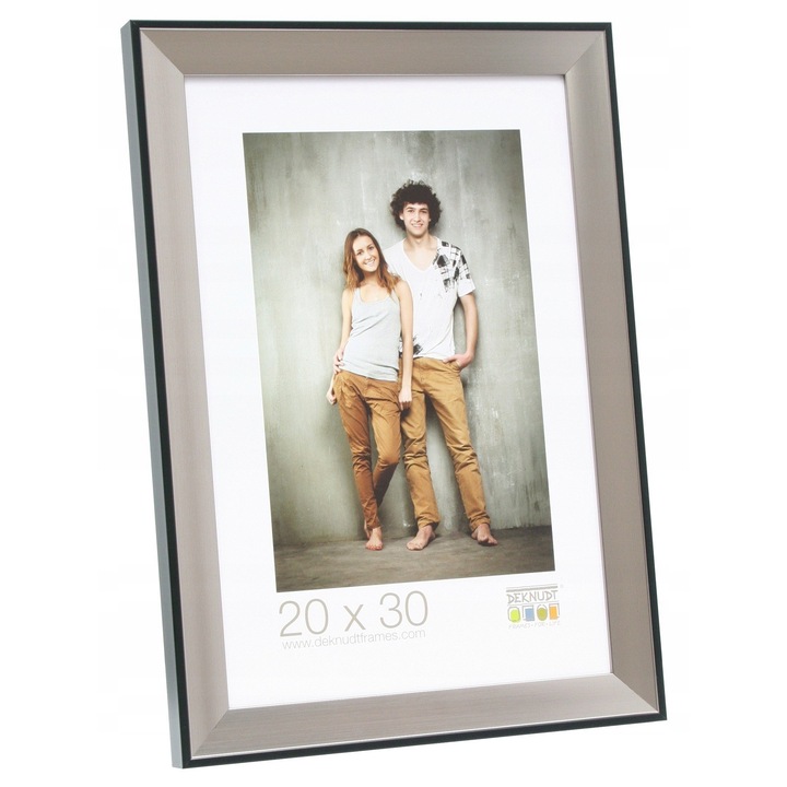 Rama foto Deknudt, 24x30 cm, brun-negru, 3,2 cm latime, sticla transparenta