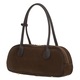 Дамска чанта Vera Pelle, велурена кожа, цвят Choco, основно отделение с цип, каишка за връзване на дръжките