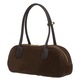 Дамска чанта Vera Pelle, велурена кожа, цвят Choco, основно отделение с цип, каишка за връзване на дръжките