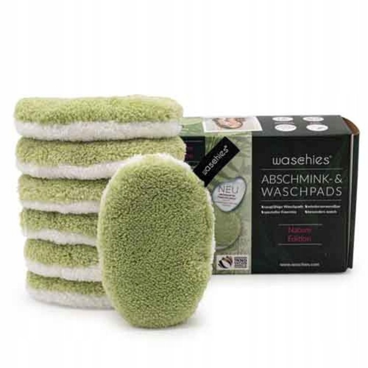 Dischete demachiante reutilizabile Waschies, set 7 bucati, hipoalergenice, verde, pentru curatare profunda