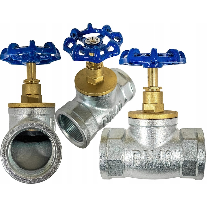 Robinet de trecere simplu din fonta zincat cu mecanism grabac, 11/2" DN40, Agaflex