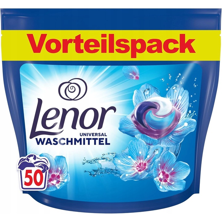Kapsulki detergent rufe Lenor Aprilfrisch 50 buc, ultra putere curatare, activ in apa rece
