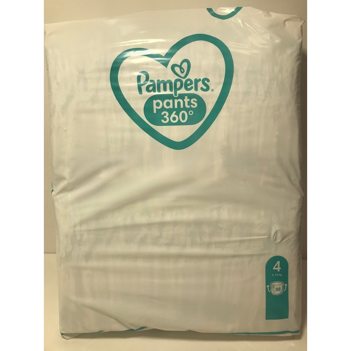 Pantaloni Pampers, 4 (9-15kg), set 88 bucati, roz, absorbtie 12 ore
