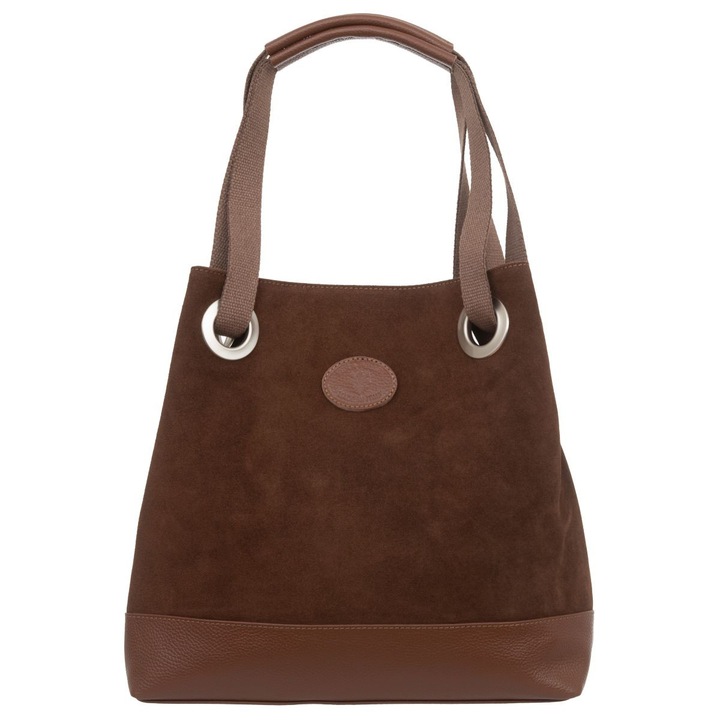 Geanta de dama Vera Pelle, sac, piele naturala italiana, argintie, dimensiuni medii