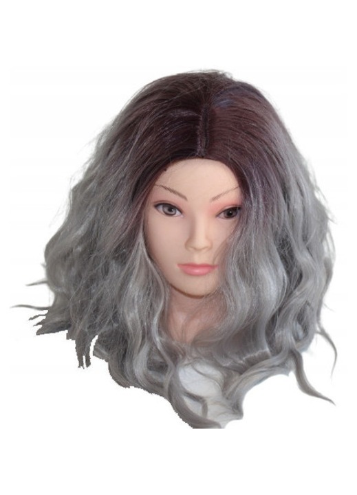 Peruca de par uman LAAVOO Ombre Negru Mix Gri 22" 50g Set 50 fire
