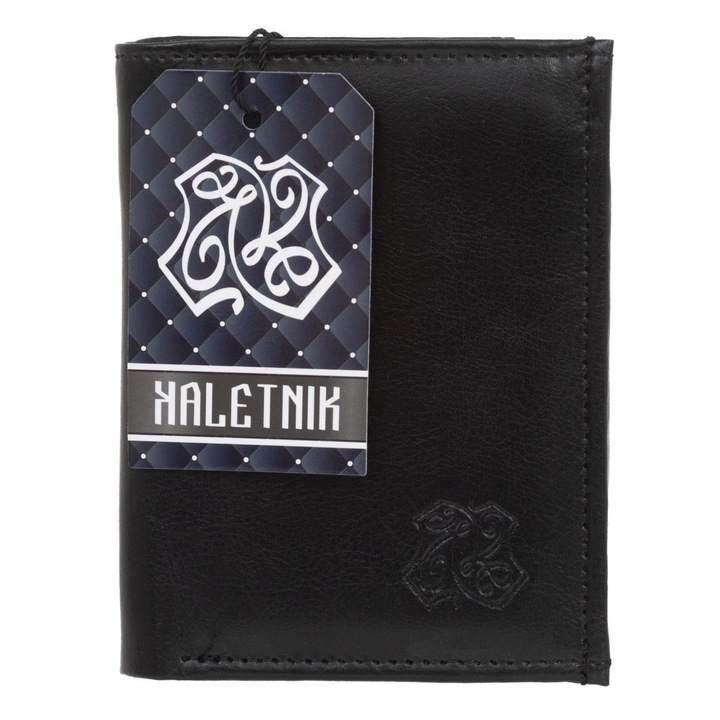 Portofel din piele naturala Kaletnik, RFID PROTECTION, 13 compartimente pentru carduri, negru mat