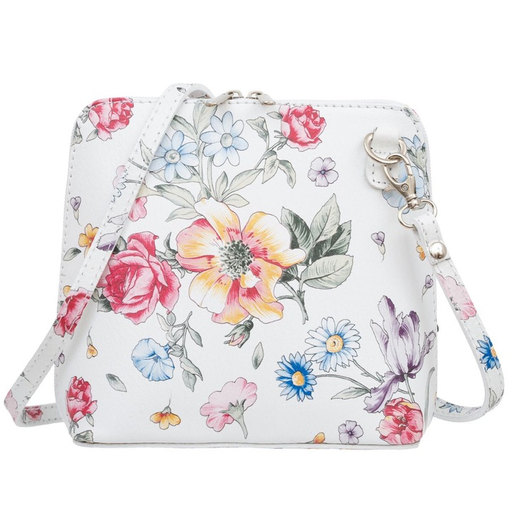 Geanta mica dama Kaletnik Conica, piele naturala, compartiment cu fermoar, culoare argintie