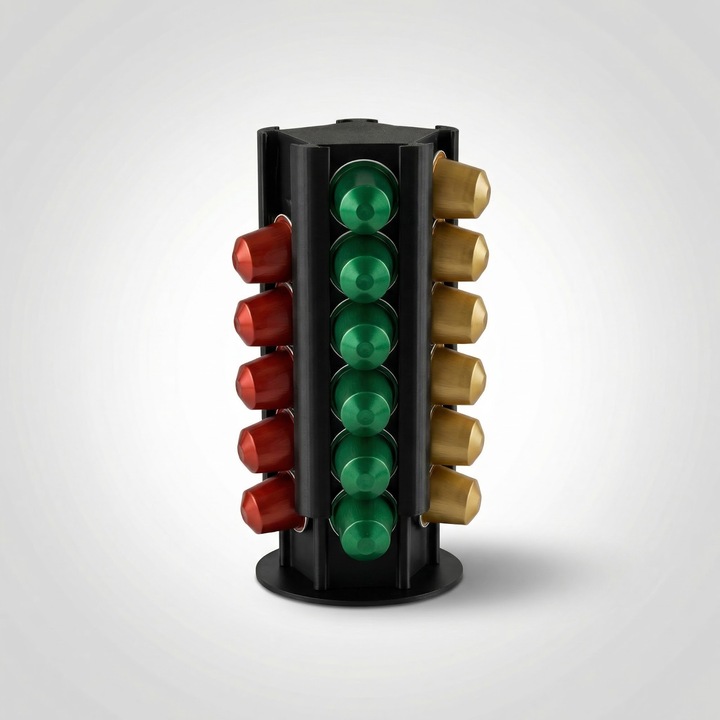 Suport Capsule Cafea Silueta Moderna, Negru, Plastic PLA, 11 cm