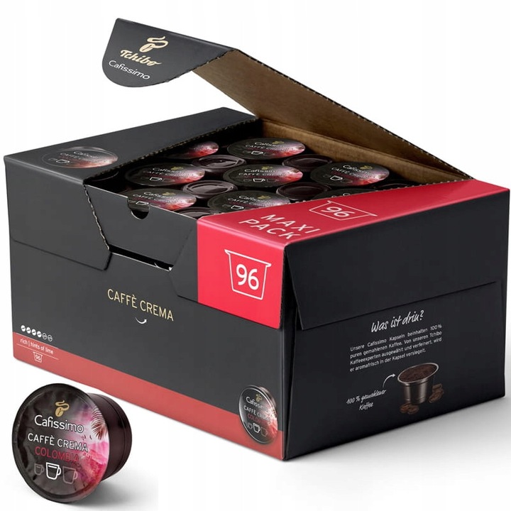 Capsule cafea Tchibo Cafissimo Caffe Crema Colombia, 96 capsule, aroma proaspata, Arabica