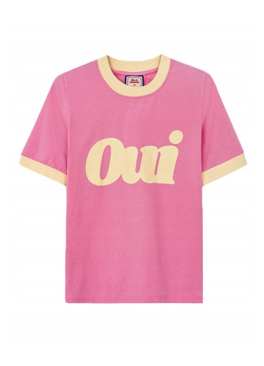 Tricou dama, She is Sunday, roz cu detalii crem, bumbac, marime S