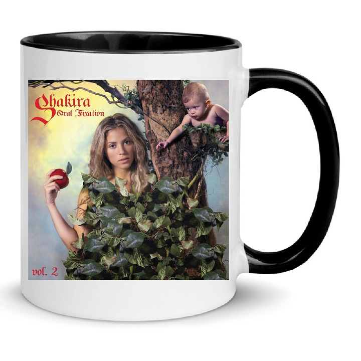 Cana Shakira No7 330ml Ceramica Alb-Negru, Design Modern, Rezistenta la Spalare in Masina, Ergonomica