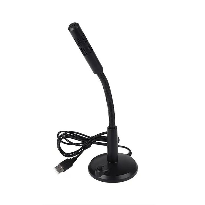 IPSTYLE USB asztali mikrofon, körsugárzó, fekete, PC-hez, laptophoz, felvételhez, gaminghez