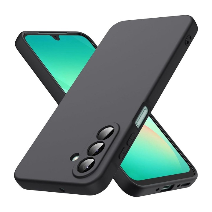 Husa compatibila cu Samsung Galaxy A26 din Silicon Catifelat cu Interior din Microfibra si Protectie pentru Camere - Negru