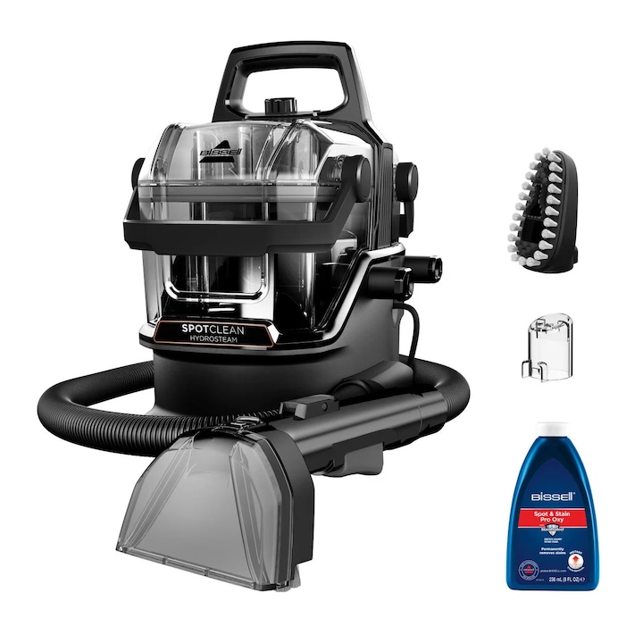 Aspirator portabil pentru covoare si tapiterie Bissell SpotClean HydroSteam Select cu fir, functie de spalare 1000 W, negru