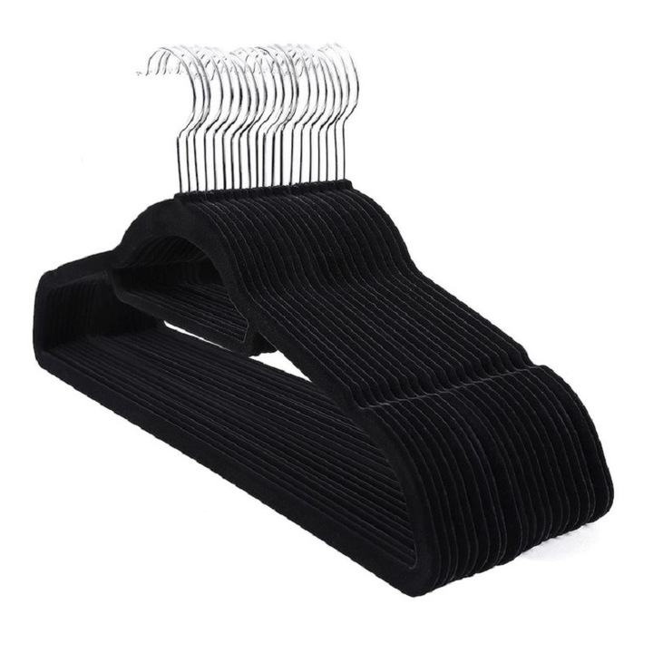 Umerase haine set 50 bucăți, KOTYS, antiderapante, negre, 45x23, 5x0, 6 cm