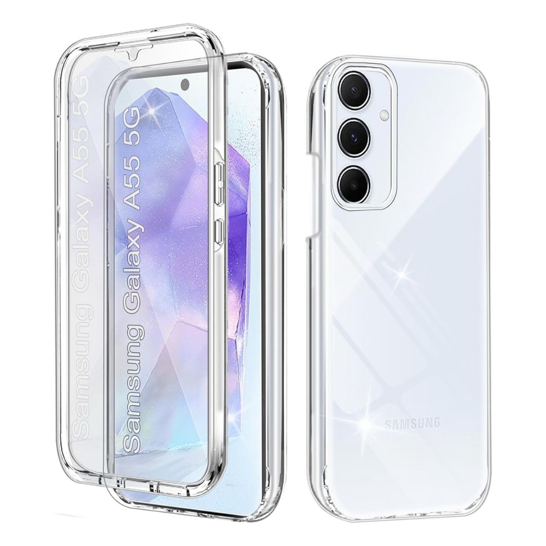 Husa Protectie 360° (Fata+Spate) compatibila Samsung Galaxy A55 5G, Transparanta, Protectie Completa